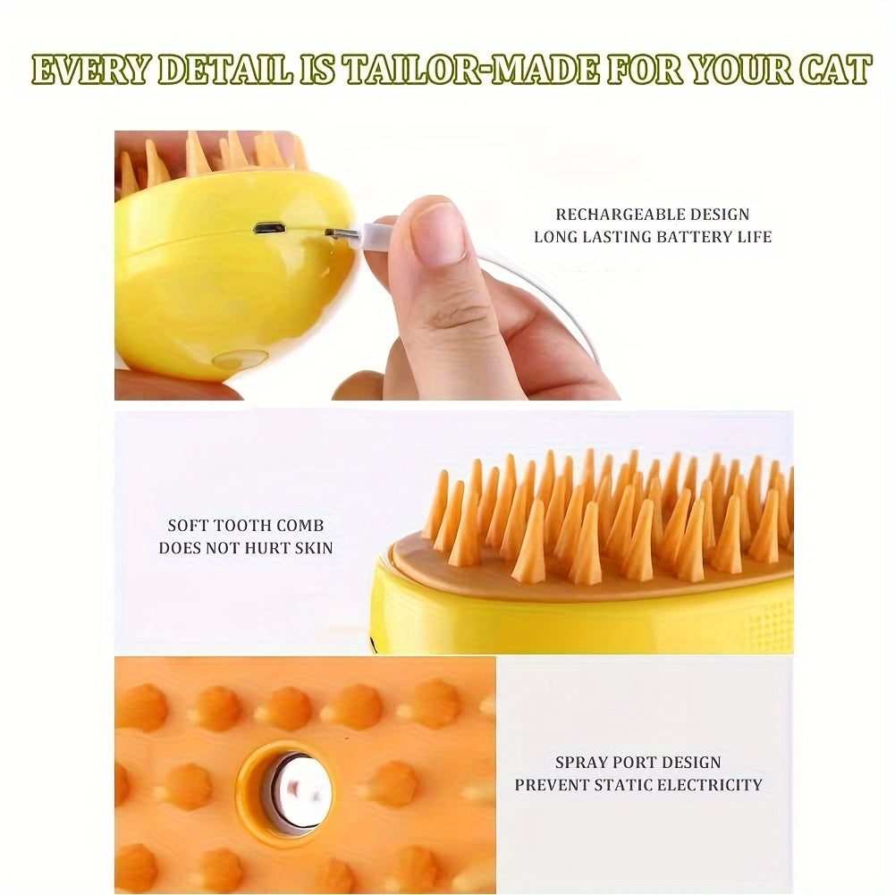 Self-Cleaning Electric Cat & Dog Grooming Comb – Steam Spray, Floating Hair Removal & Massage Brush