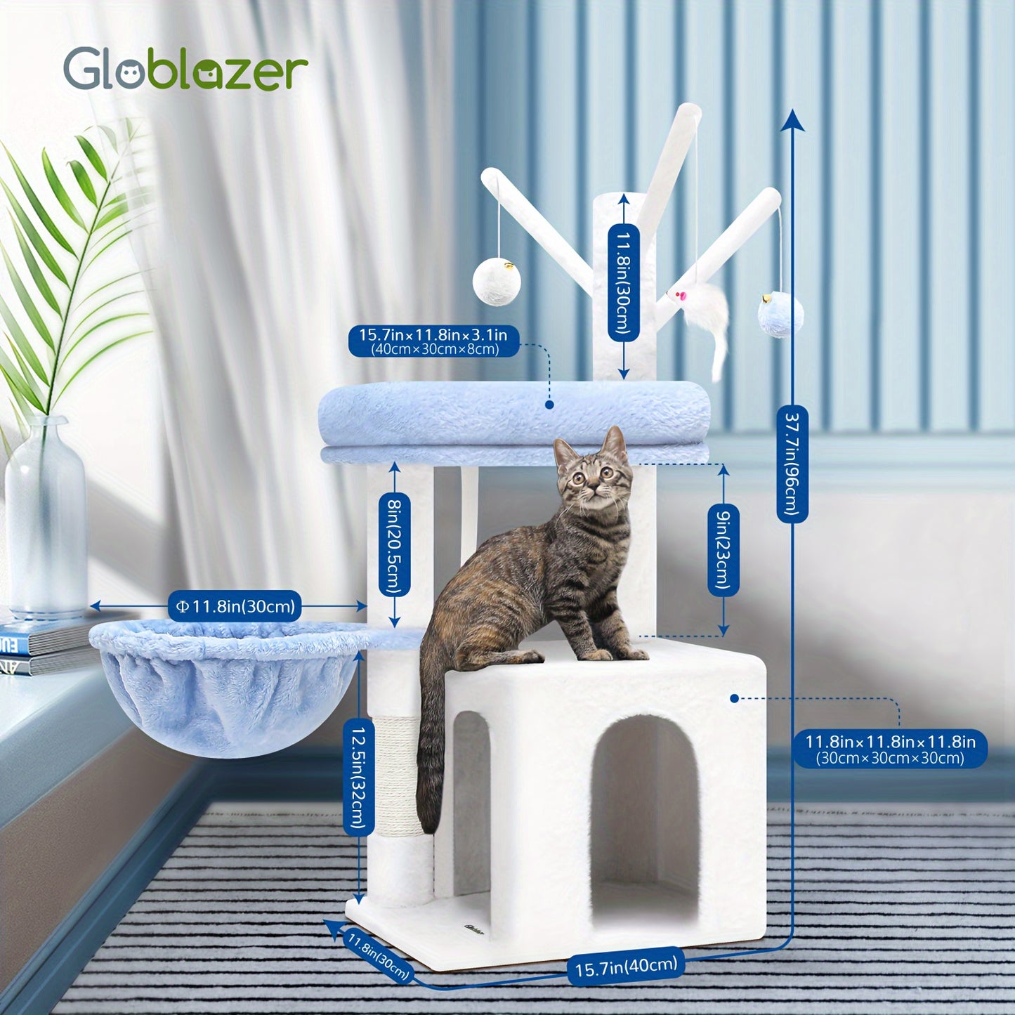46" Sturdy Cat Tree Tower with Condo, Hammock & Scratching Posts – Ideal for Maine Coons & Large Cats