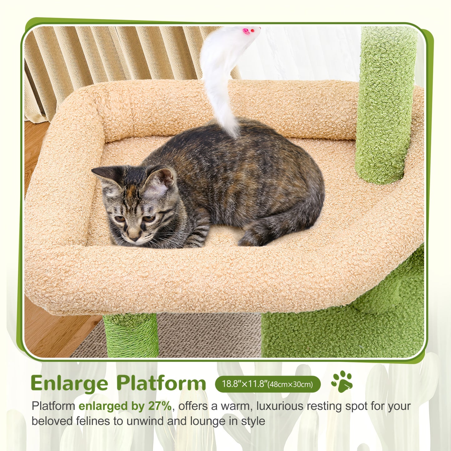 46" Sturdy Cat Tree Tower with Condo, Hammock & Scratching Posts – Ideal for Maine Coons & Large Cats