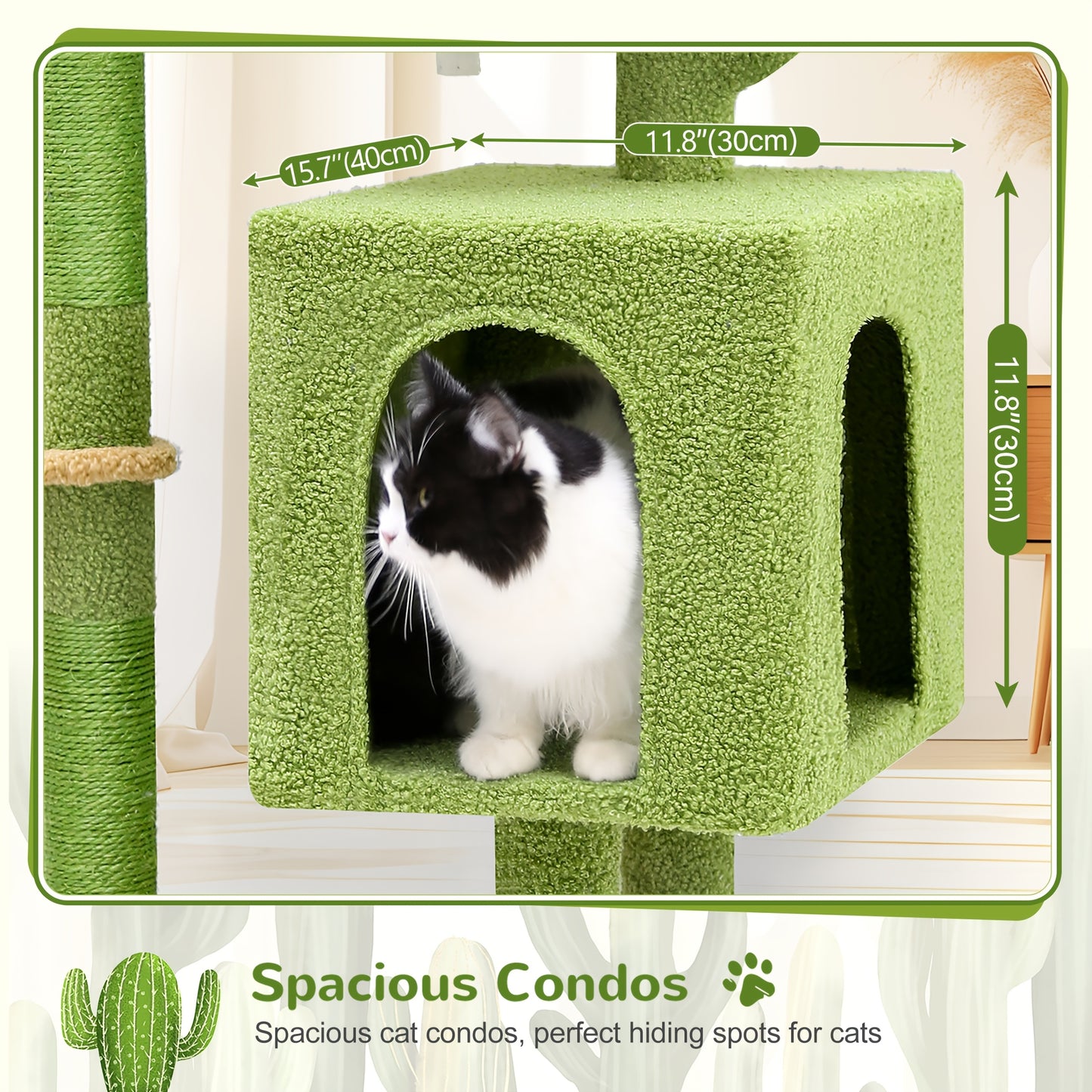 46" Sturdy Cat Tree Tower with Condo, Hammock & Scratching Posts – Ideal for Maine Coons & Large Cats