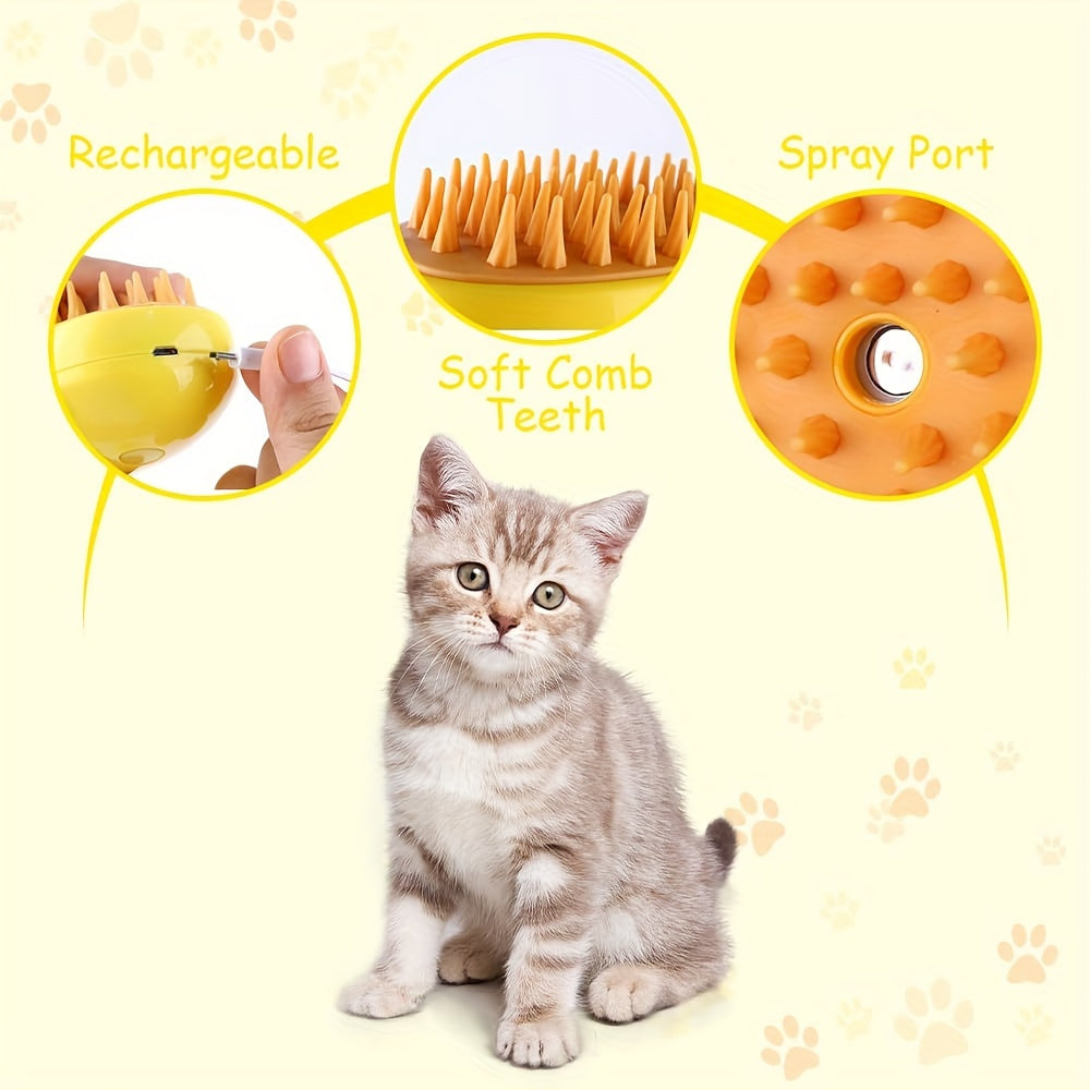 Self-Cleaning Electric Cat & Dog Grooming Comb – Steam Spray, Floating Hair Removal & Massage Brush