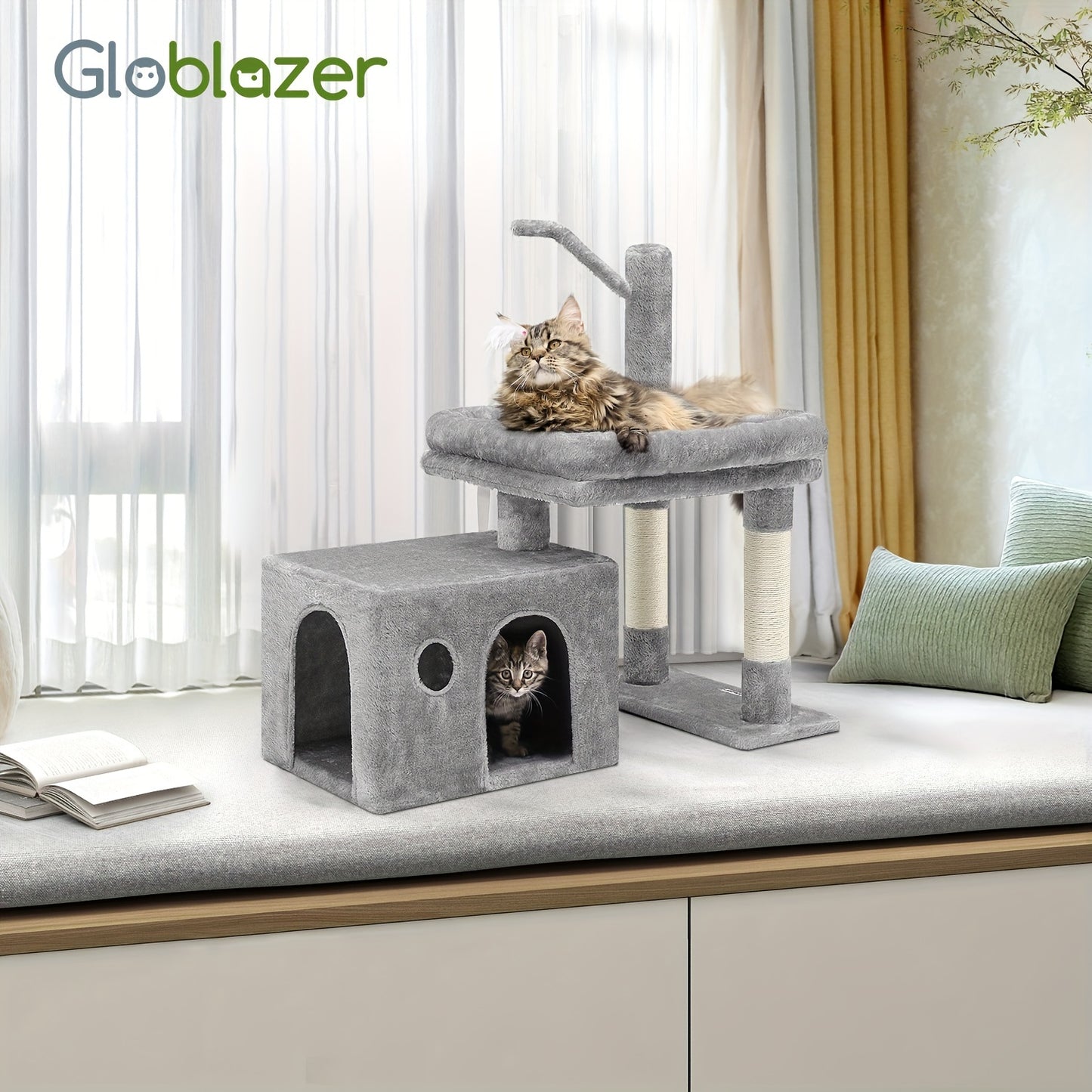 46" Sturdy Cat Tree Tower with Condo, Hammock & Scratching Posts – Ideal for Maine Coons & Large Cats