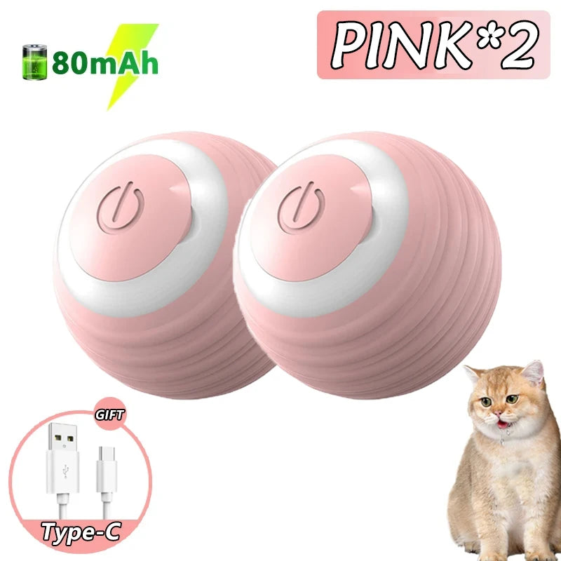 Ensemble de Balles Magiques Roulantes Intelligentes - 2 Jouets Interactifs Électroniques pour Chats