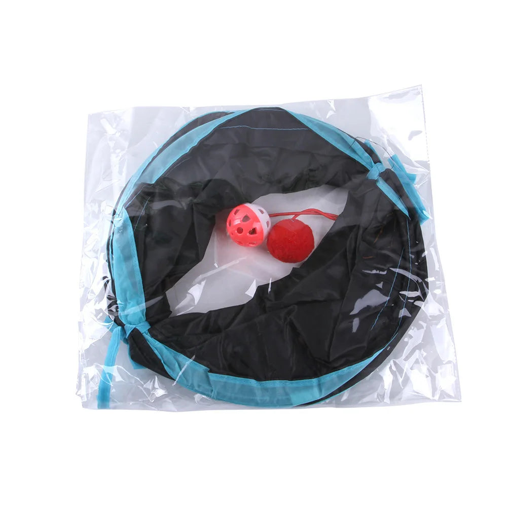 Interactive Crinkle Cat Tunnel - Foldable 'S' Design with Play-Peek Windows