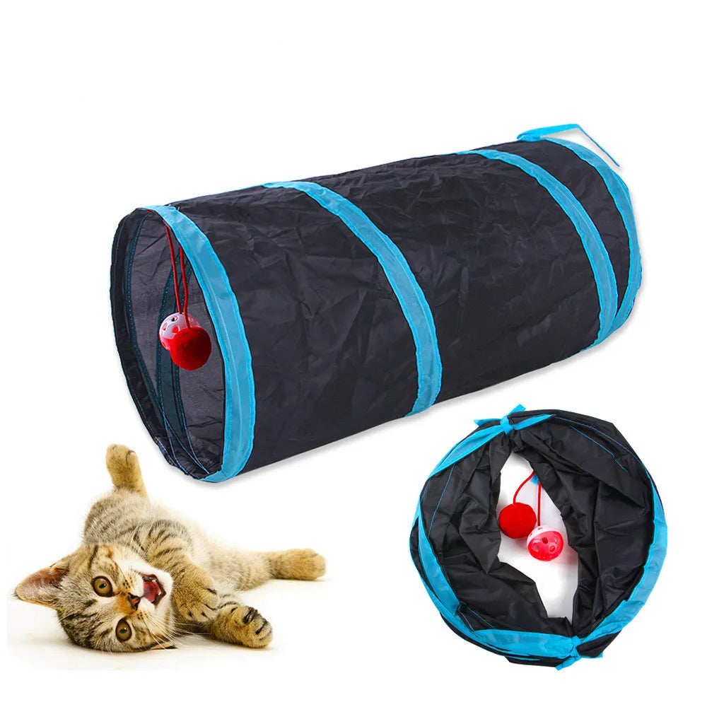 Interactive Crinkle Cat Tunnel - Foldable 'S' Design with Play-Peek Windows