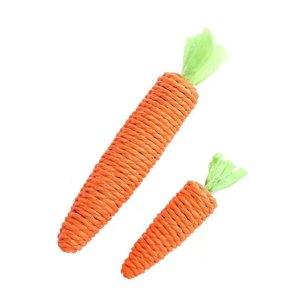 Interactive Squeaky Carrot Cat Toy - Sisal-Wrapped Dental Chew with Sound