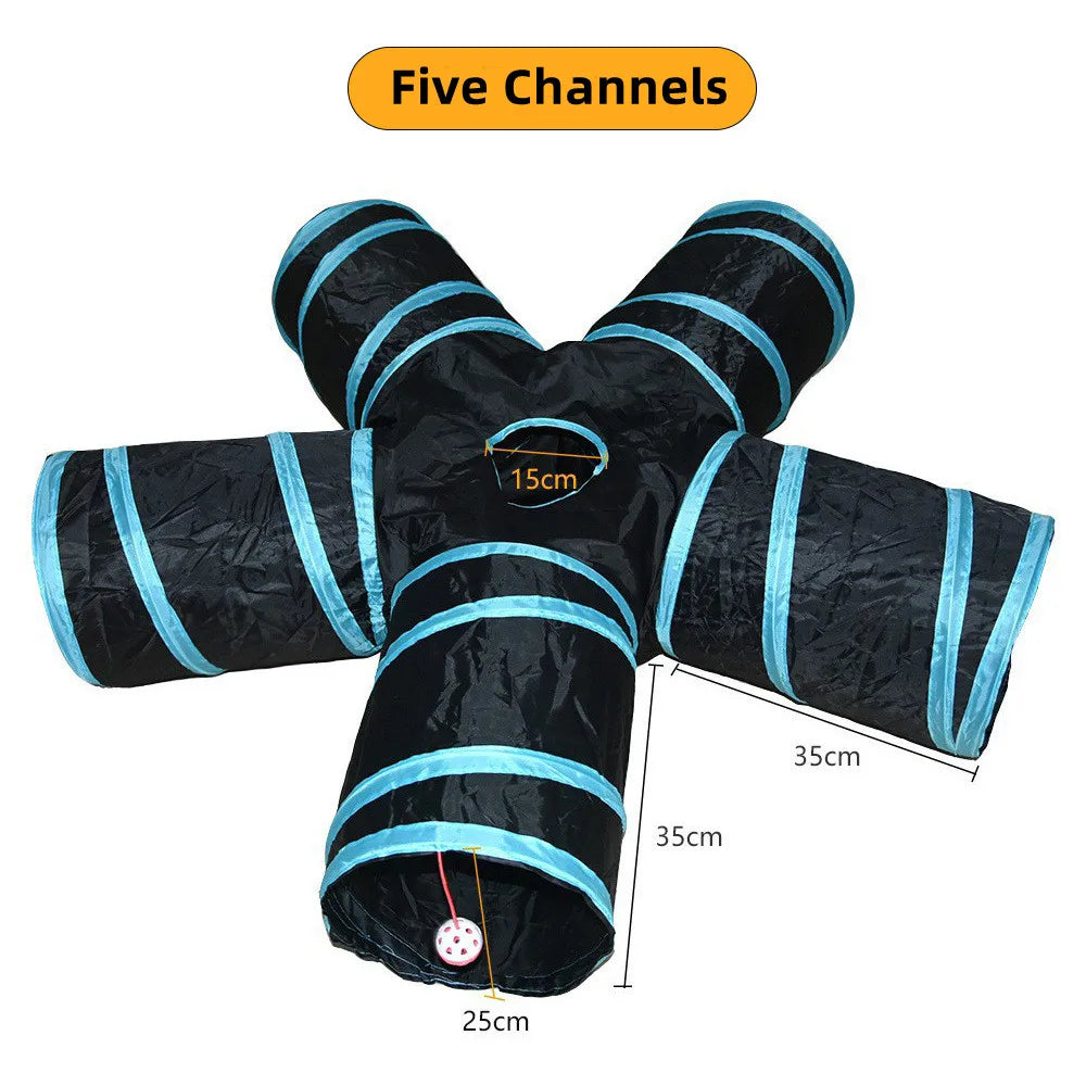 Interactive Crinkle Cat Tunnel - Foldable 'S' Design with Play-Peek Windows