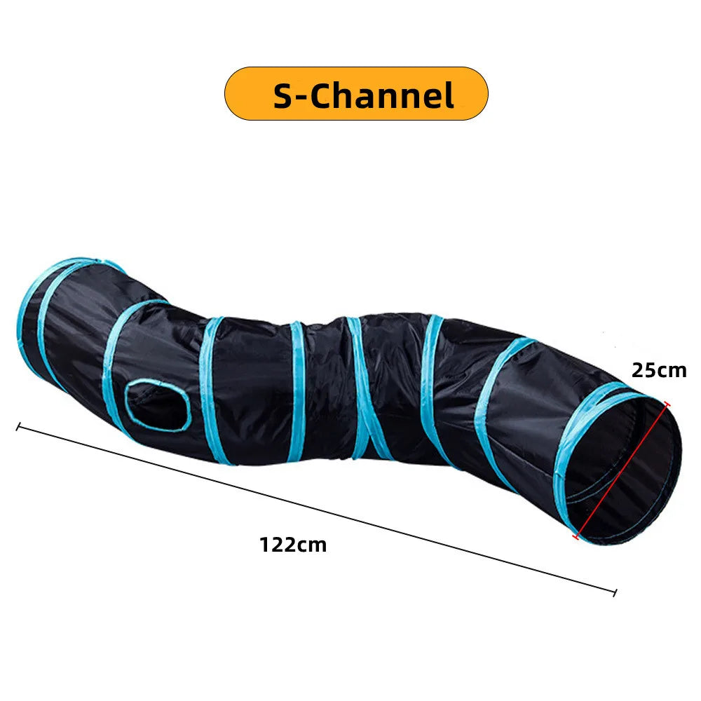 Interactive Crinkle Cat Tunnel - Foldable 'S' Design with Play-Peek Windows