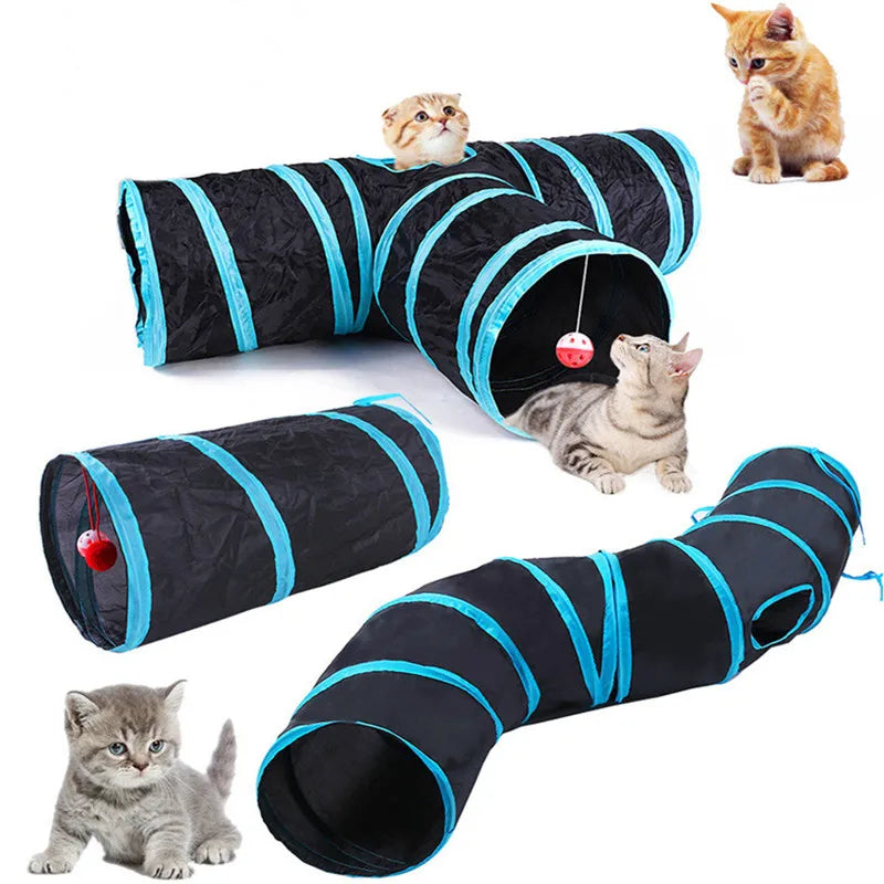 Interactive Crinkle Cat Tunnel - Foldable 'S' Design with Play-Peek Windows