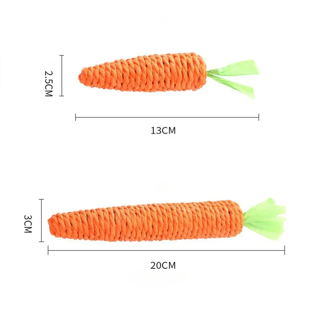 Interactive Squeaky Carrot Cat Toy - Sisal-Wrapped Dental Chew with Sound