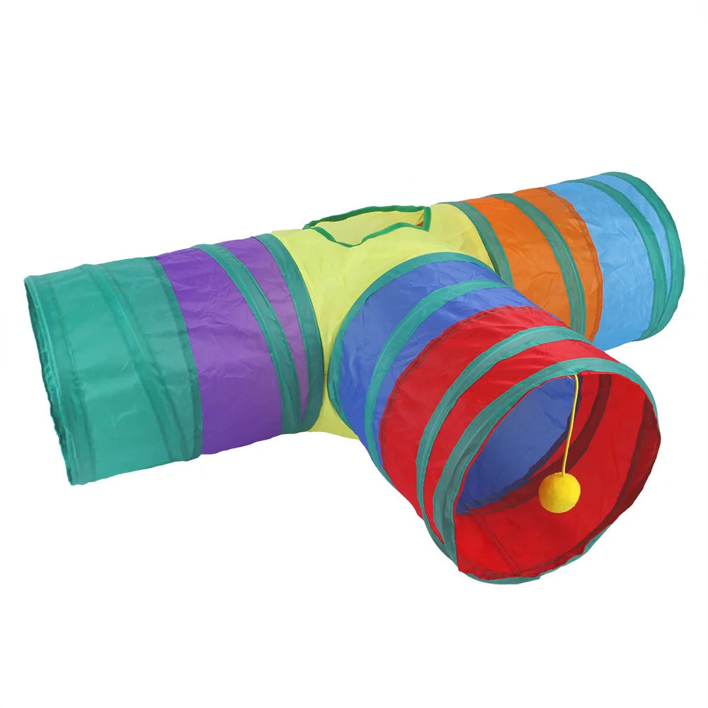 Interactive Crinkle Cat Tunnel - Foldable 'S' Design with Play-Peek Windows