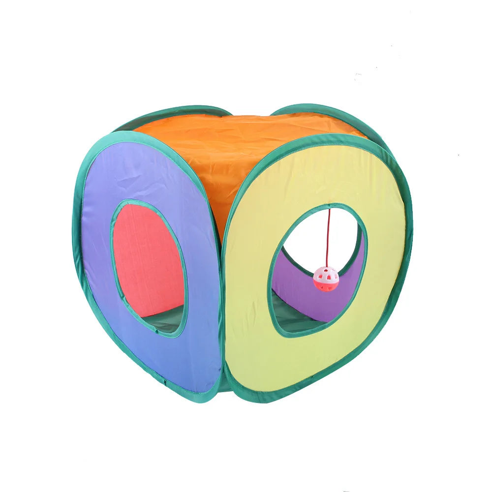 Interactive Crinkle Cat Tunnel - Foldable 'S' Design with Play-Peek Windows