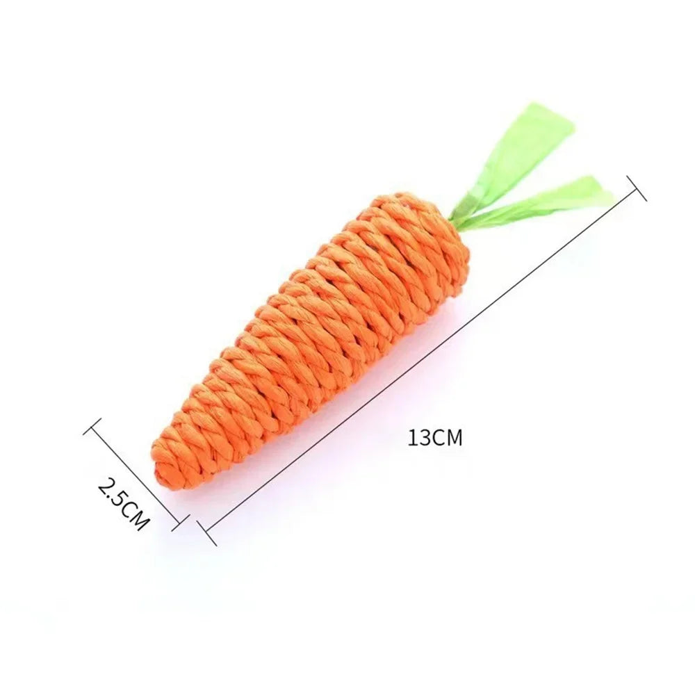 Interactive Squeaky Carrot Cat Toy - Sisal-Wrapped Dental Chew with Sound