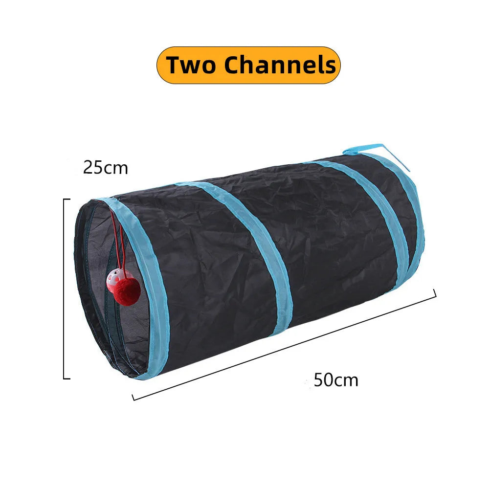Interactive Crinkle Cat Tunnel - Foldable 'S' Design with Play-Peek Windows