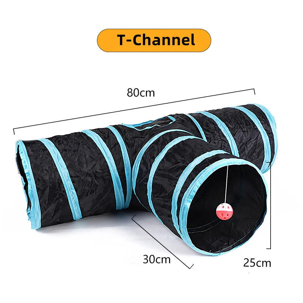 Interactive Crinkle Cat Tunnel - Foldable 'S' Design with Play-Peek Windows