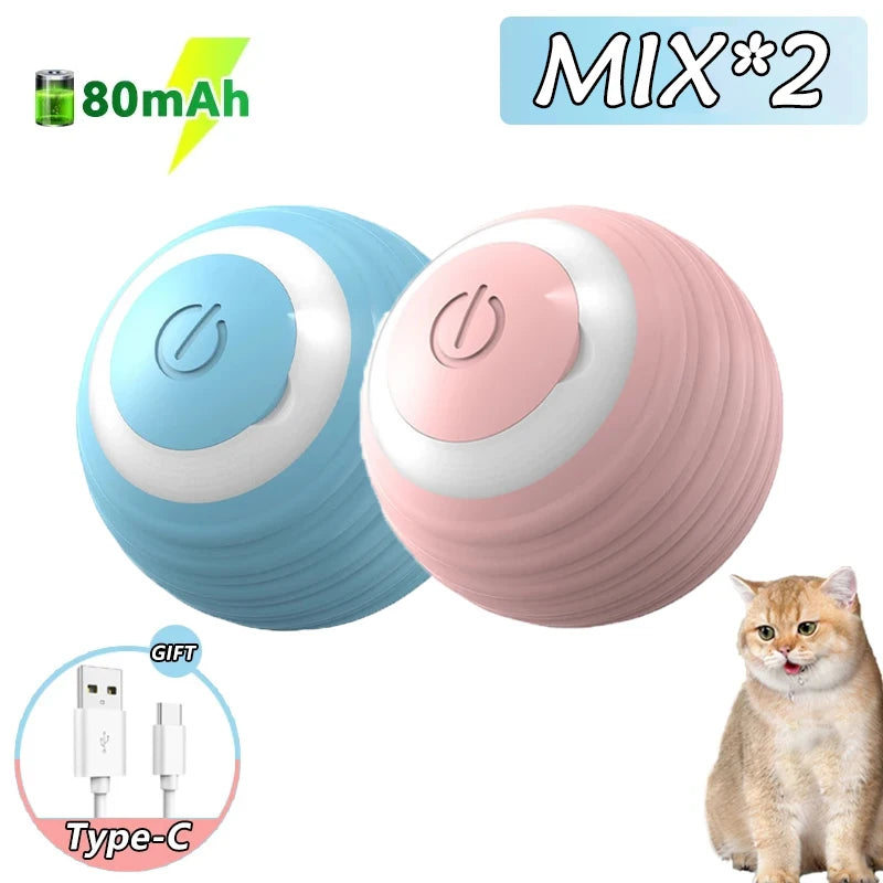 Ensemble de Balles Magiques Roulantes Intelligentes - 2 Jouets Interactifs Électroniques pour Chats