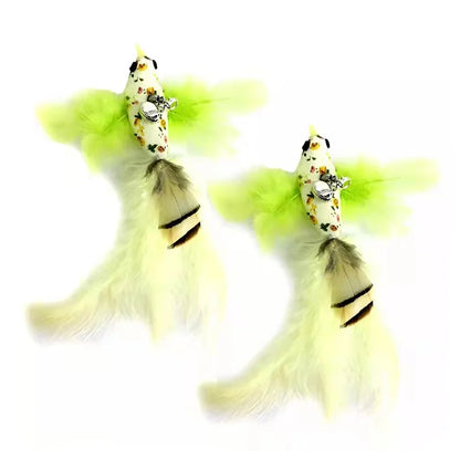 Interactive Bird Wand - Suction Cup Feather Teaser with Bell