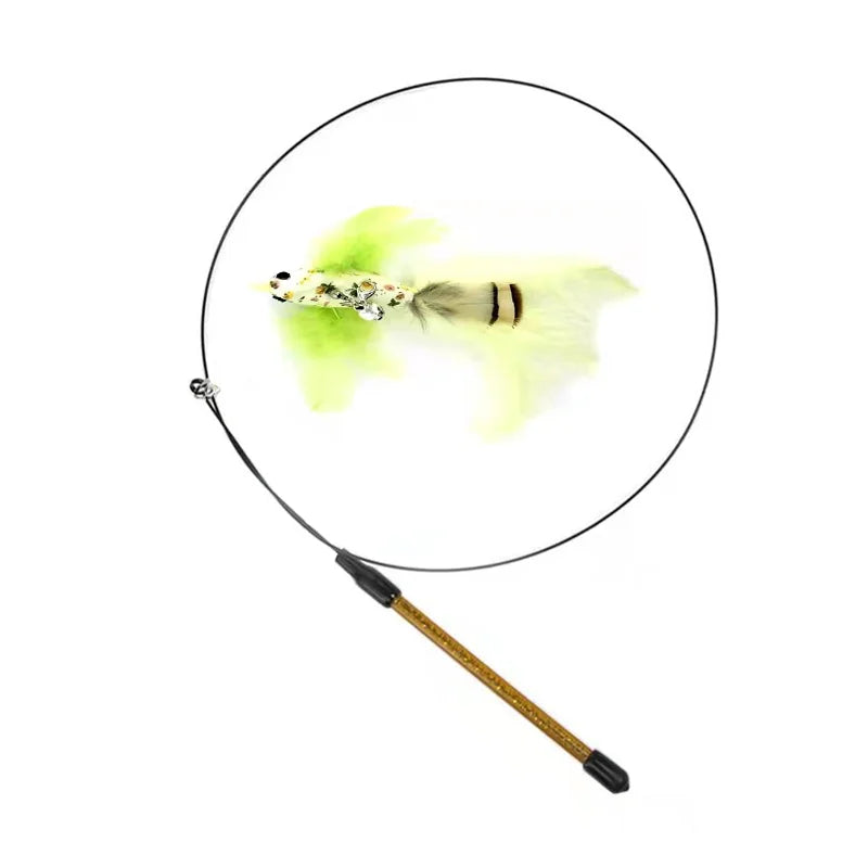 Interactive Bird Wand - Suction Cup Feather Teaser with Bell