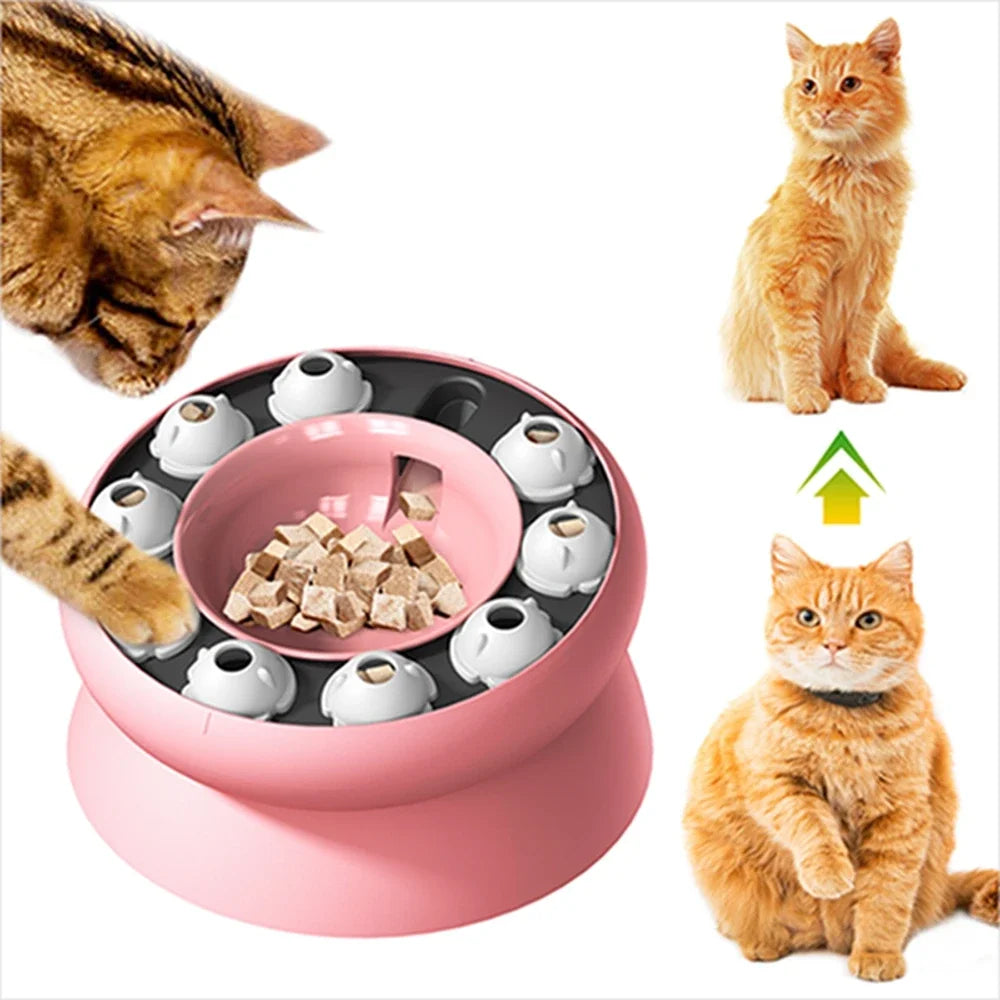 Interactive Slanted Cat Slow Feeder Bowl - Healthy Digestion Design