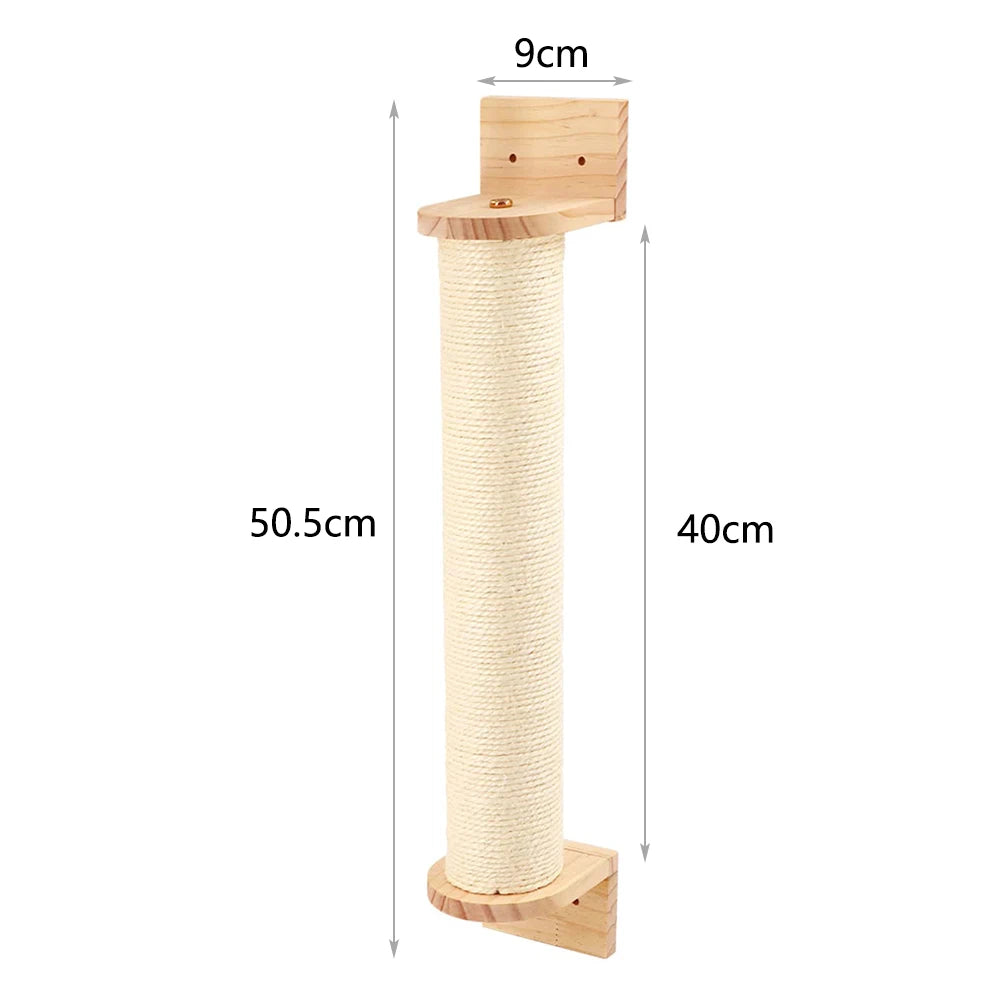 4-Step Wall-Mounted Cat Climbing Stairway - Sisal Scratch Posts