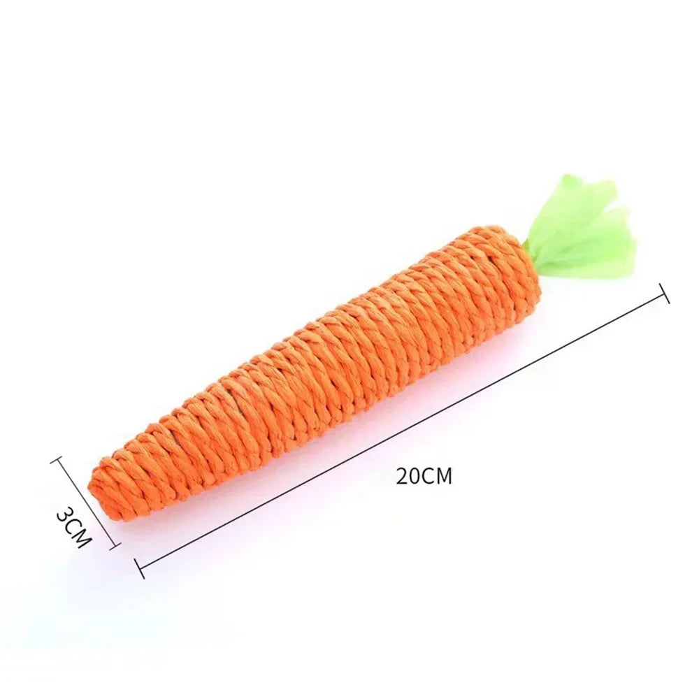 Interactive Squeaky Carrot Cat Toy - Sisal-Wrapped Dental Chew with Sound
