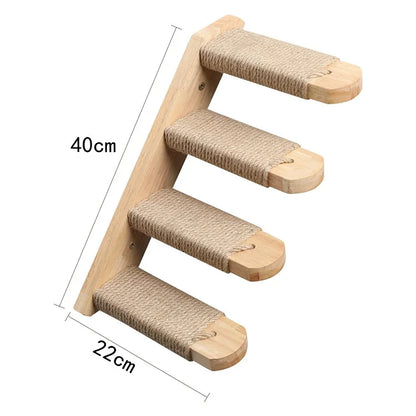 Wall-Mounted Cat Tree Platform - Wooden Climbing & Scratching System