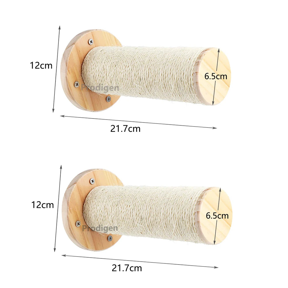 4-Step Wall-Mounted Cat Climbing Stairway - Sisal Scratch Posts
