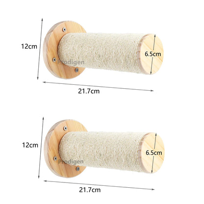 4-Step Wall-Mounted Cat Climbing Stairway - Sisal Scratch Posts