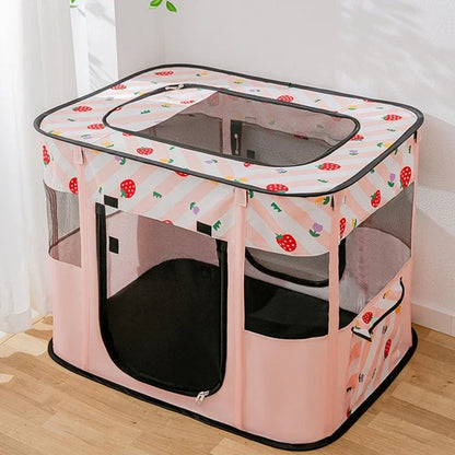 Deluxe Foldable Pet Playpen - Mesh Roof Delivery & Play Space