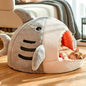 Cozy Shark Pet Cave Bed - Plush Winter Sleeping Pod