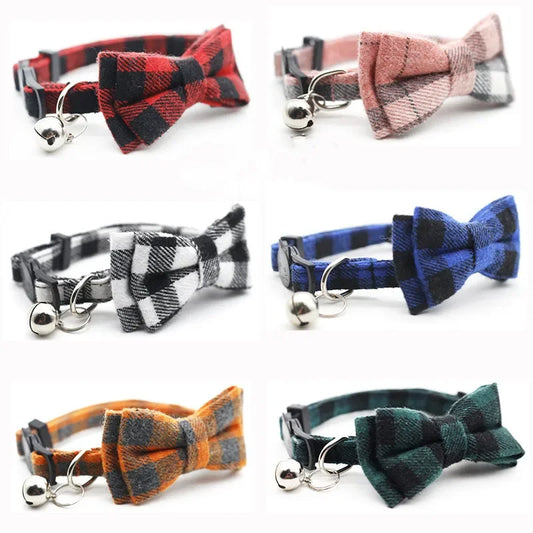 Bow & Bell Pet Collar - Cute Adjustable Design for Cats & Small Dogs