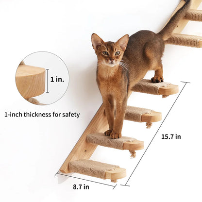 Wall-Mounted Cat Tree Platform - Wooden Climbing & Scratching System