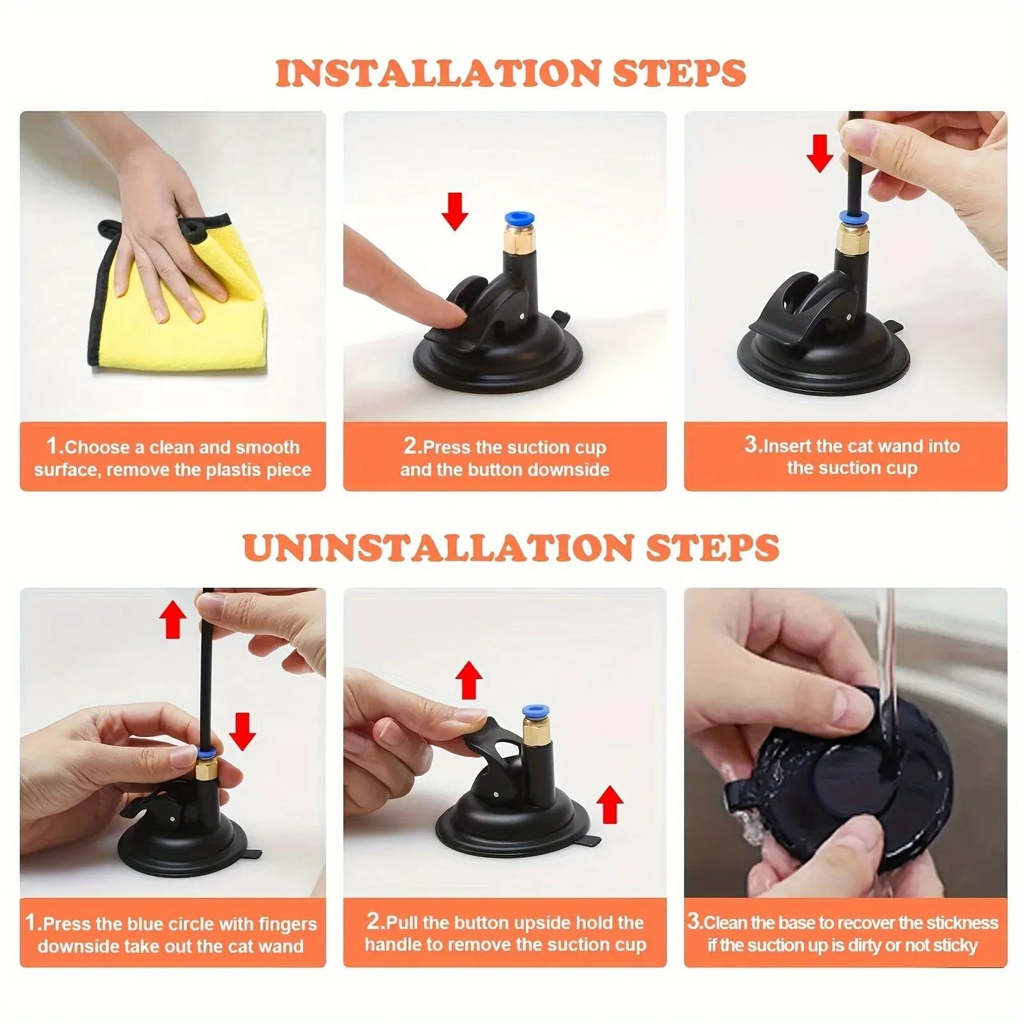 Interactive Bell & Feather Wand - Suction Cup Cat Teaser with Extended Pole