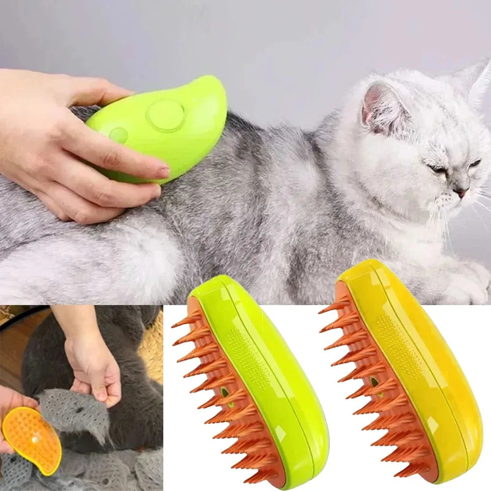 Electric Mango Pet Spray Brush - One-Touch Grooming & Massage System