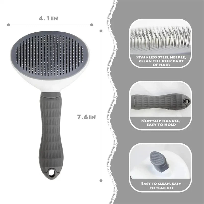 Self-Cleaning Slicker Pet Brush - One-Touch Hair Release System