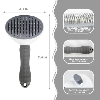 Self-Cleaning Slicker Pet Brush - One-Touch Hair Release System