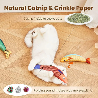 Interactive 3D Fish Catnip Toy - Realistic Plush with Sound & Crinkle