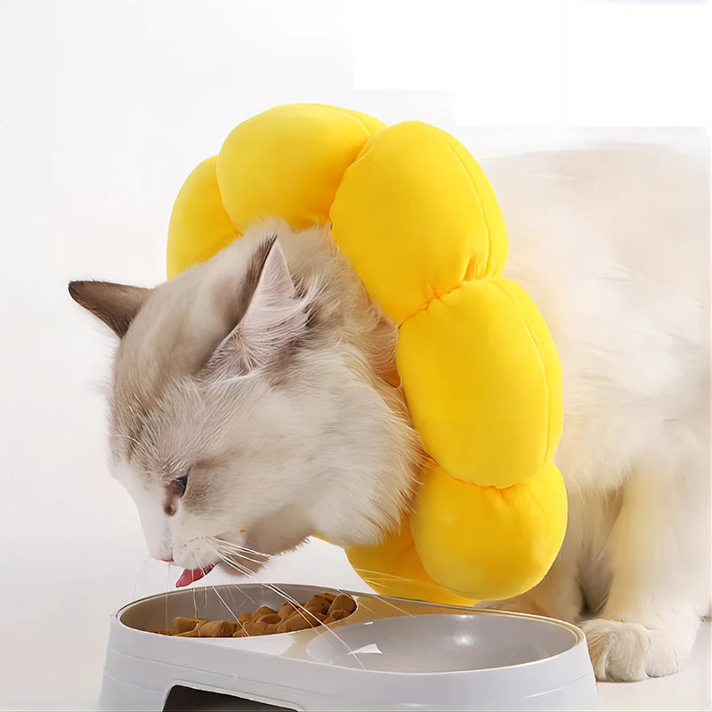 Soft Cotton Sunflower Recovery Collar - Post-Surgery Protective E-Collar