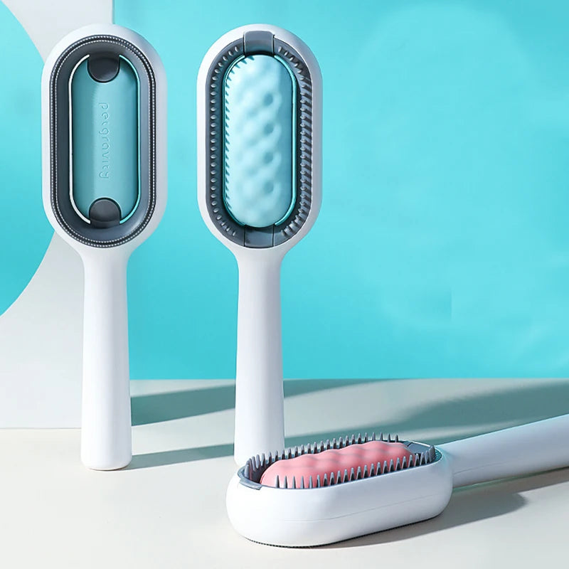 Double-Sided Pet Grooming Brush - Professional Hair Removal & Cleaning Tool