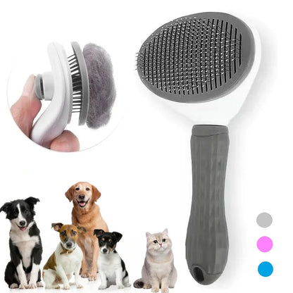 Self-Cleaning Slicker Pet Brush - One-Touch Hair Release System