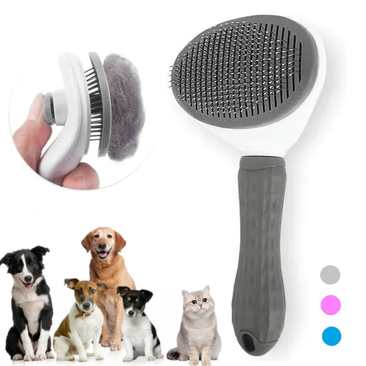 Self-Cleaning Slicker Pet Brush - One-Touch Hair Release System