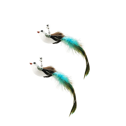 Interactive Bird Wand - Suction Cup Feather Teaser with Bell