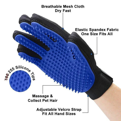 Silicone Pet Grooming Gloves - 2-in-1 Bath & Brush Solution
