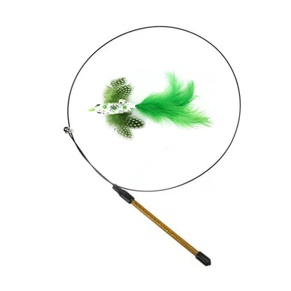 Interactive Bird Wand - Suction Cup Feather Teaser with Bell