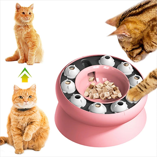 Interactive Slanted Cat Slow Feeder Bowl - Healthy Digestion Design