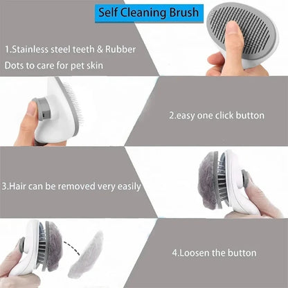 Self-Cleaning Slicker Pet Brush - One-Touch Hair Release System