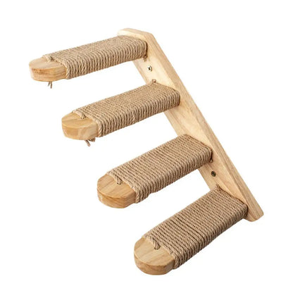 Wall-Mounted Cat Tree Platform - Wooden Climbing & Scratching System