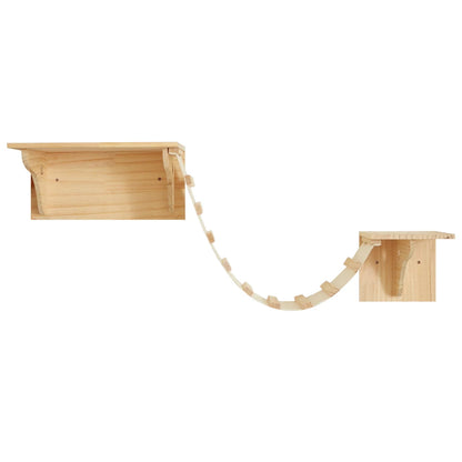 Wall-Mounted Cat Tree Platform - Wooden Climbing & Scratching System