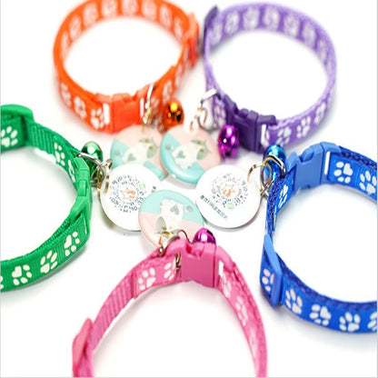 Colorful Print Pet Bell Collar - Adjustable Safety Design