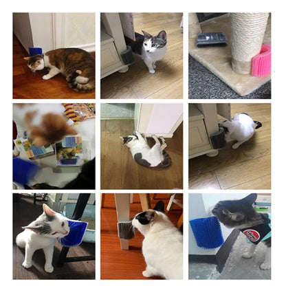 Corner Cat Self-Groomer - Wall-Mount Massage & Catnip Station
